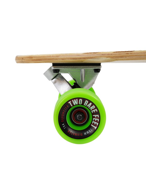 Two Bare Feet "The Chuck" 44in Bamboo Series Longboard Skateboard Complete (Green Wheels)