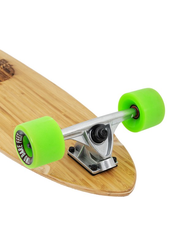 Two Bare Feet "The Chuck" 44in Bamboo Series Longboard Skateboard Complete (Green Wheels)