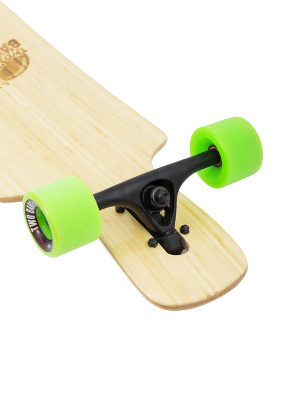 Two Bare Feet "The Parker" 42.5in Bamboo Series Longboard Skateboard Complete (Green Wheels)