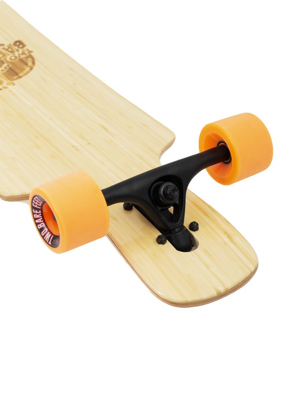 Two Bare Feet "The Parker" 42.5in Bamboo Series Longboard Skateboard Complete (Orange Wheels)