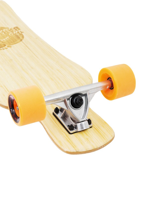 Two Bare Feet "The Larry" 39in Bamboo Series Longboard Skateboard Complete (Orange Wheels)