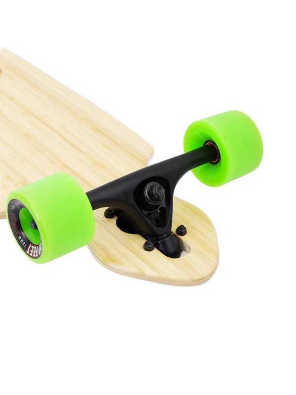 Two Bare Feet "The Duke" 41in Bamboo Series Longboard Skateboard Complete (Green Wheels)