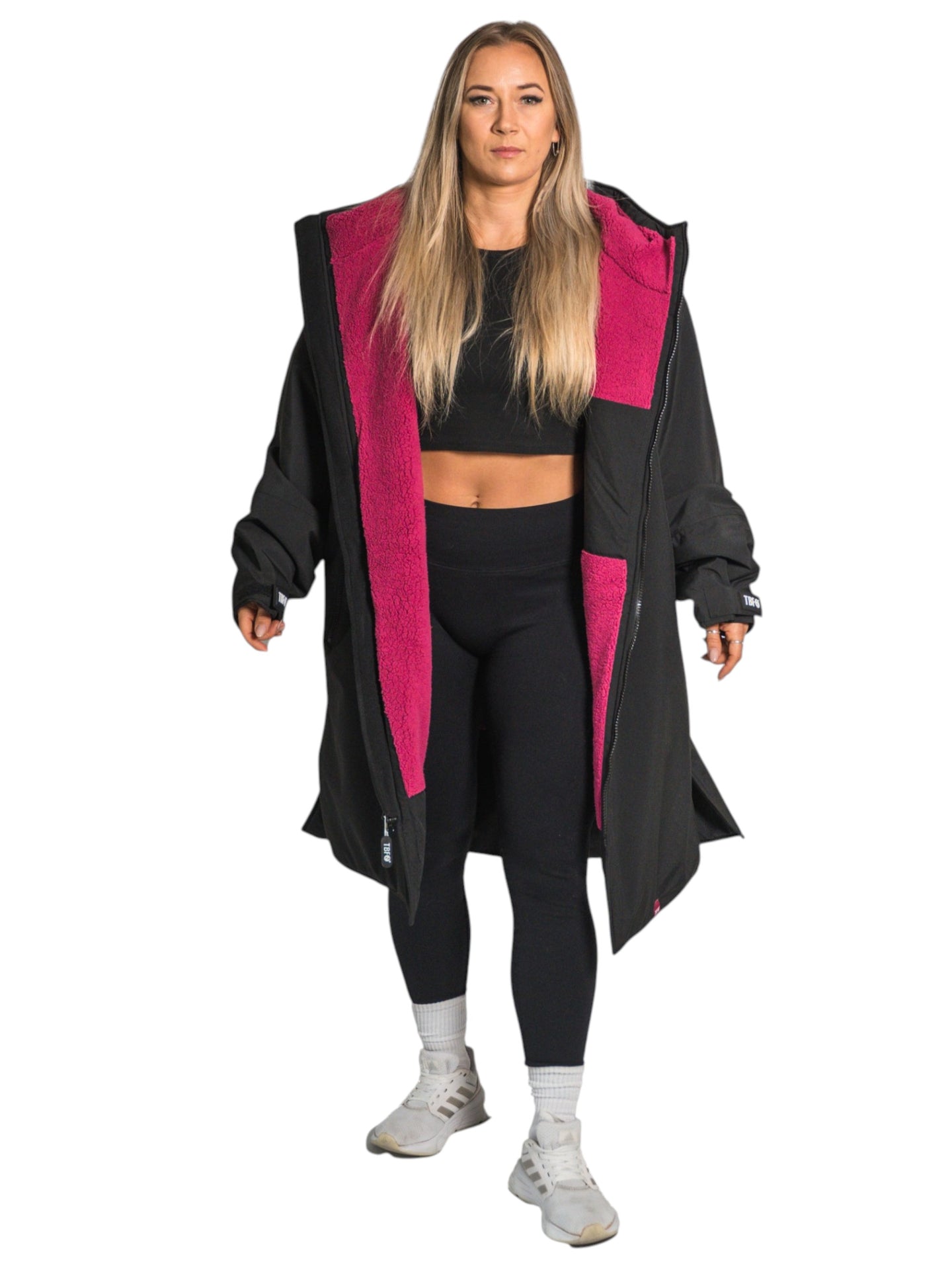 Core Waterproof Changing Robe (Black/Raspberry)