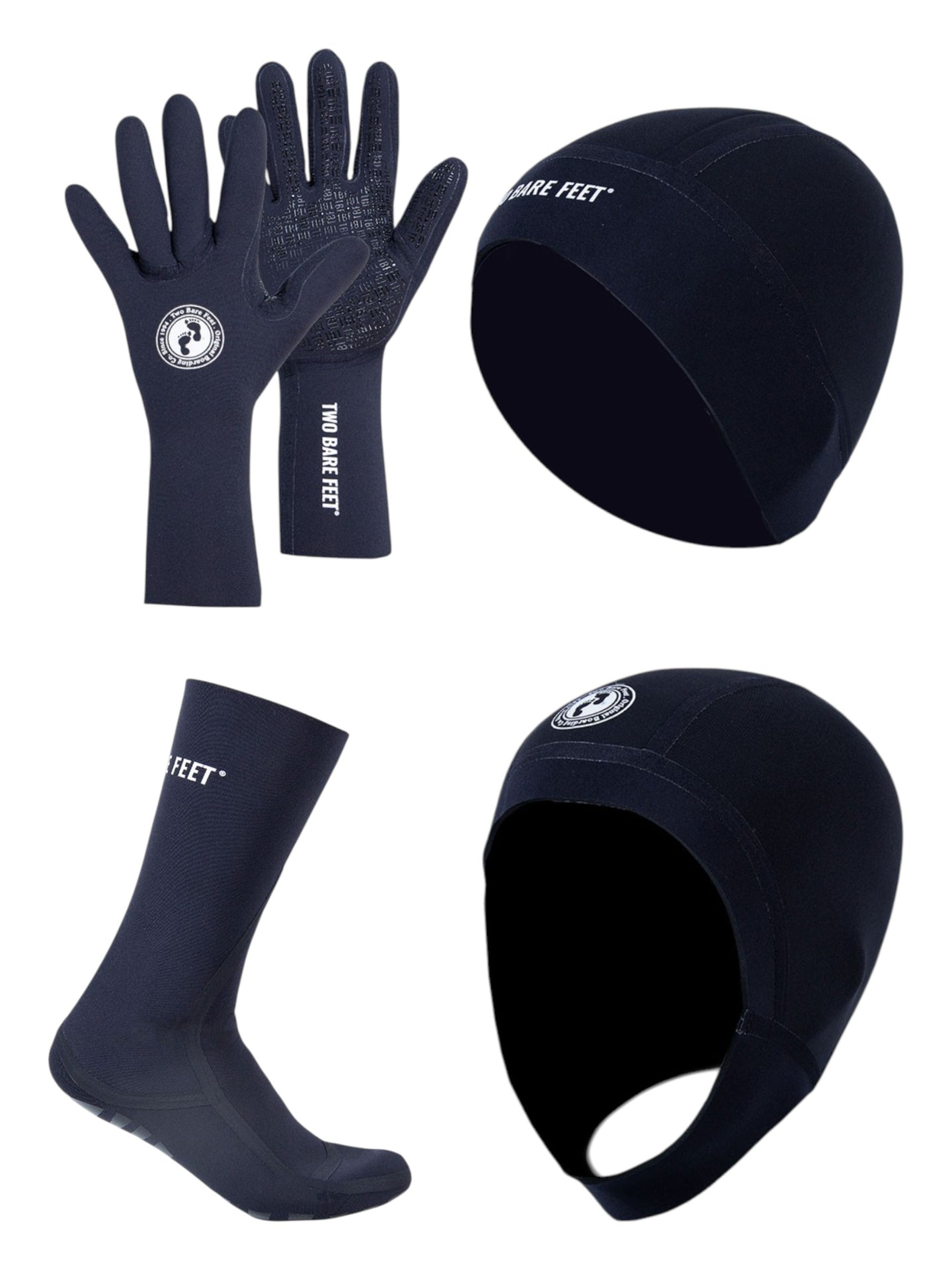 Cold Water 2.5mm Swimming Socks, Gloves and Swim Cap Bundle (Black)
