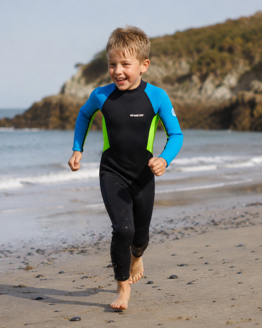 Two Bare Feet Two Tone 2.5mm Full Length Junior Wetsuit (Bright Blue / Lime)