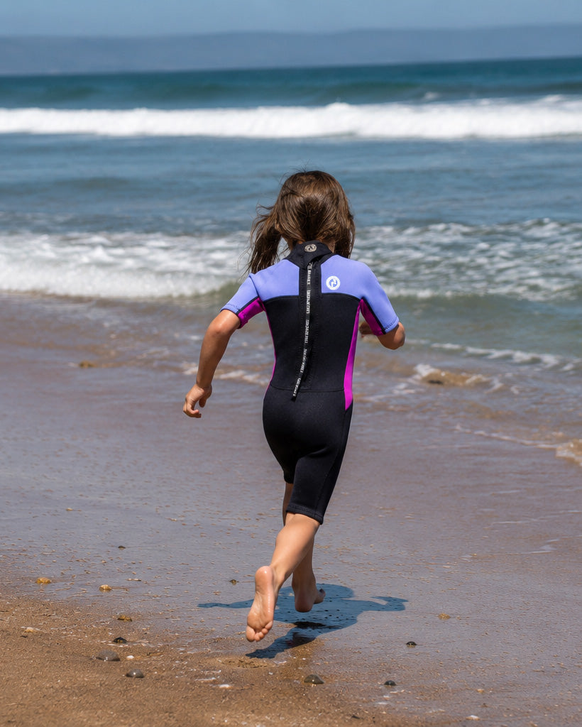 Two Bare Feet Two Tone 2.5mm Shorty Junior Wetsuit (Cornflower Blue / Raspberry)