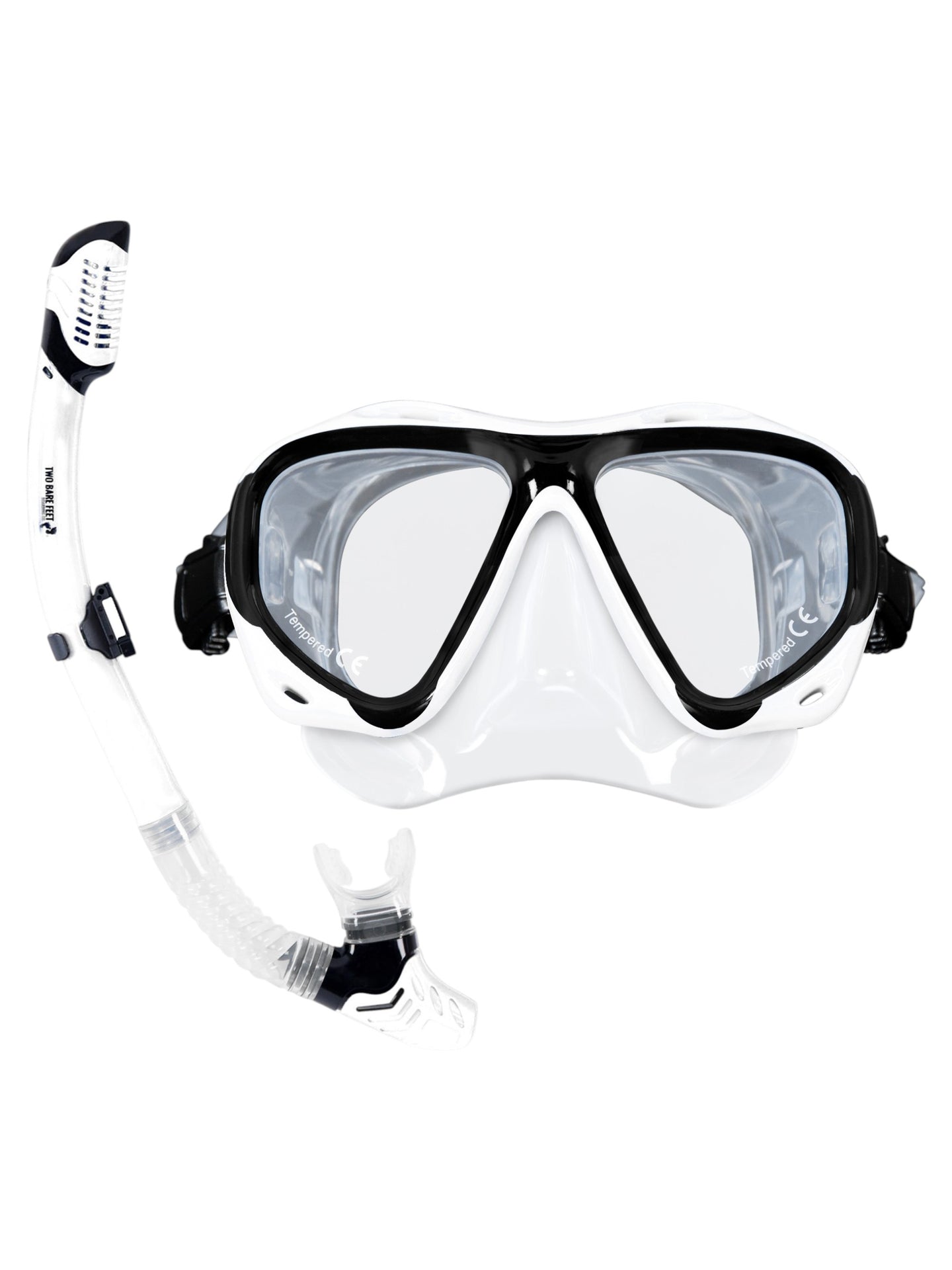 Adults Silicone Dry Top Snorkel and Mask Set (White, M2006S+S11S)
