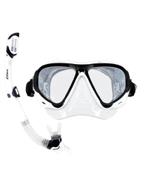 Adults Silicone Dry Top Snorkel and Mask Set (White, M2006S+S11S)