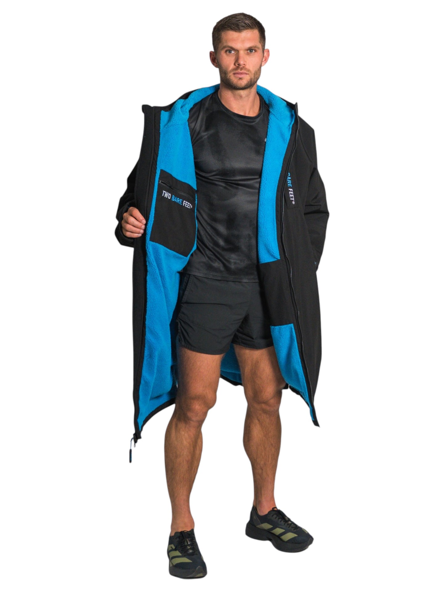 Two Bare Feet Weatherproof Changing Robe with Changing Mat (Black/Blue)