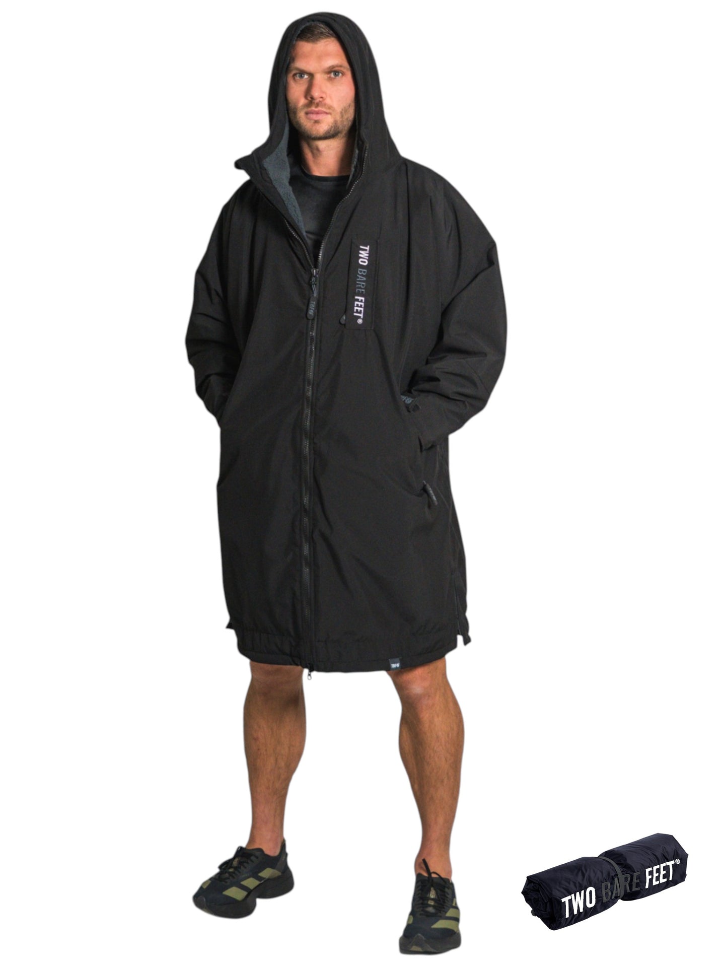 Two Bare Feet Weatherproof Changing Robe with Changing Mat (Black/Charcoal)