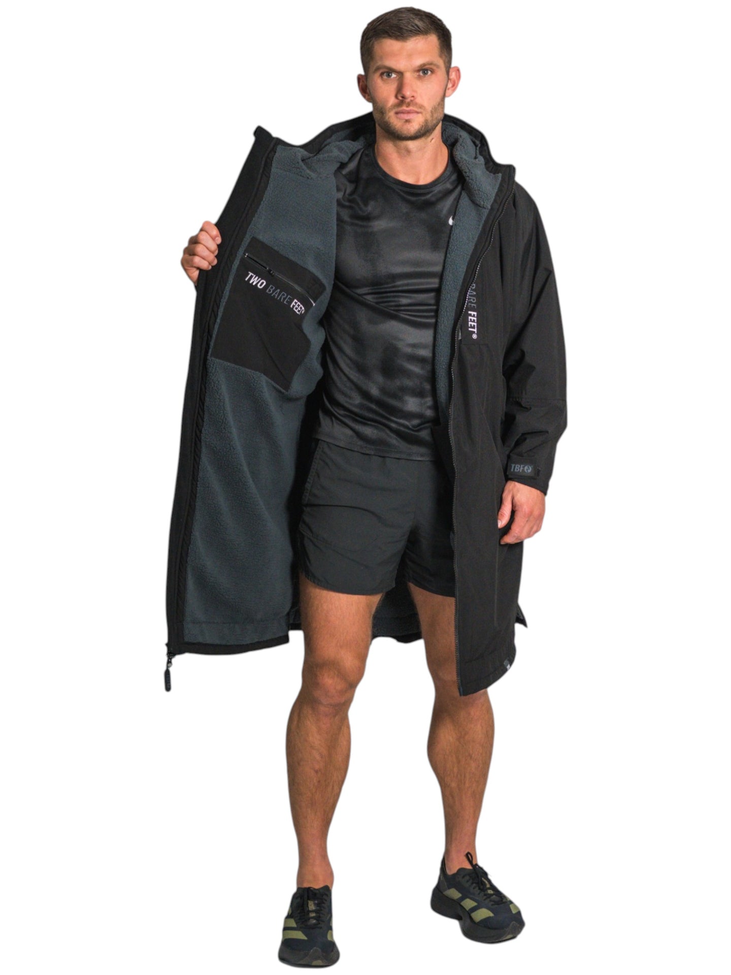 Two Bare Feet Weatherproof Changing Robe with Changing Mat (Black/Charcoal)