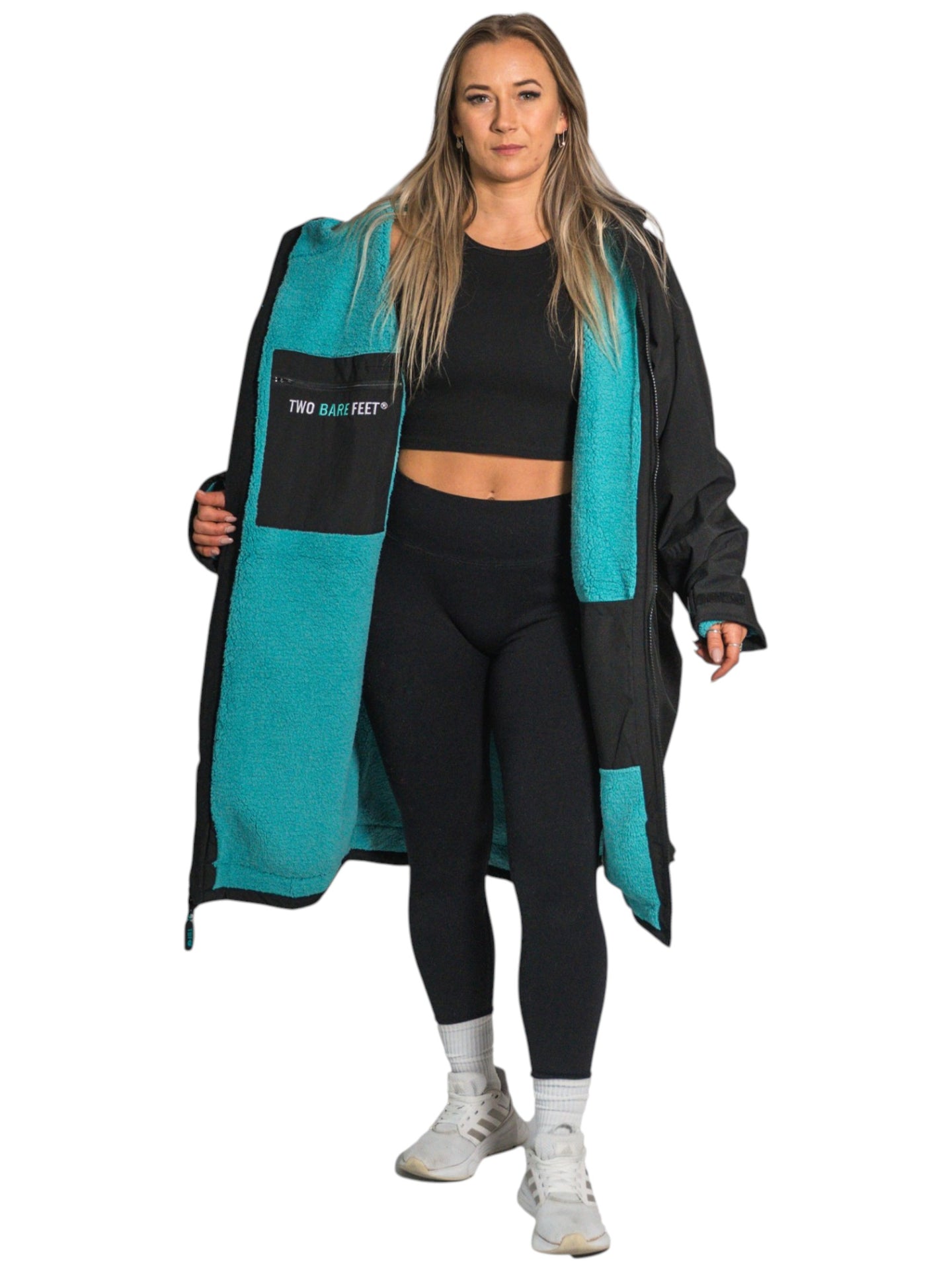 Two Bare Feet Weatherproof Changing Robe with Changing Mat (Black/Teal)