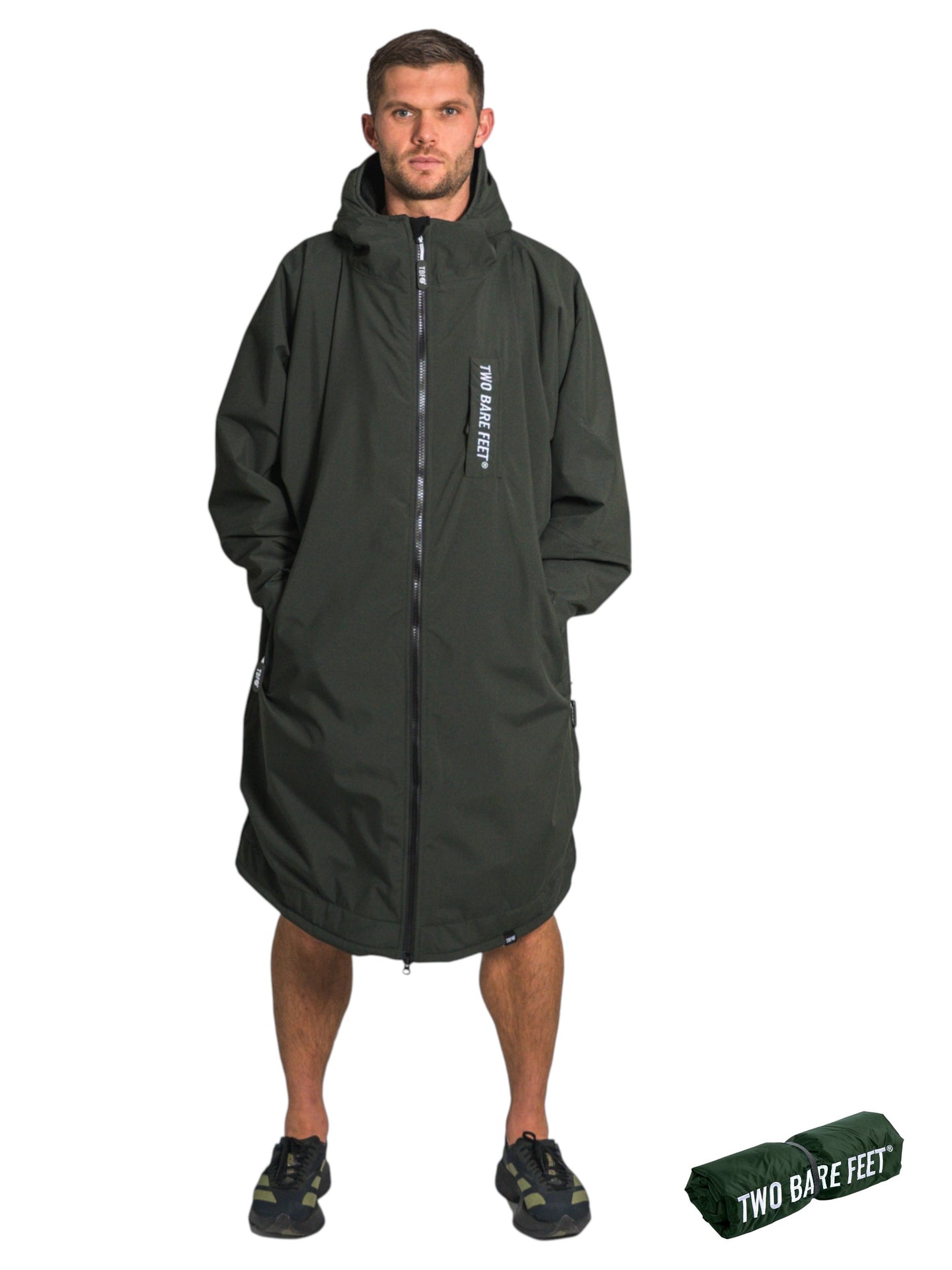 Two Bare Feet Weatherproof Changing Robe with Changing Mat (Khaki/Black)
