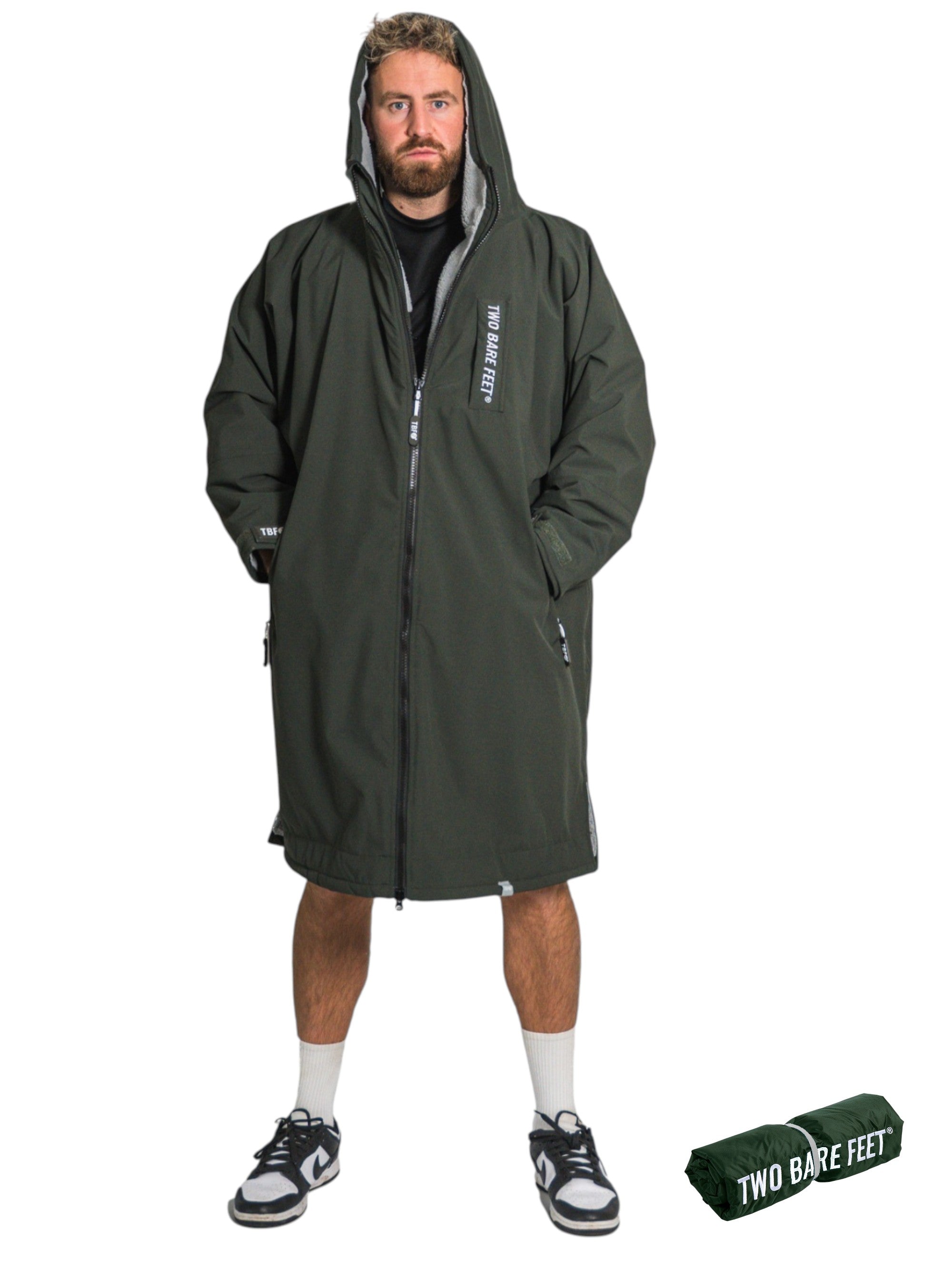 Two Bare Feet Weatherproof Changing Robe with Changing Mat (Khaki/Grey)