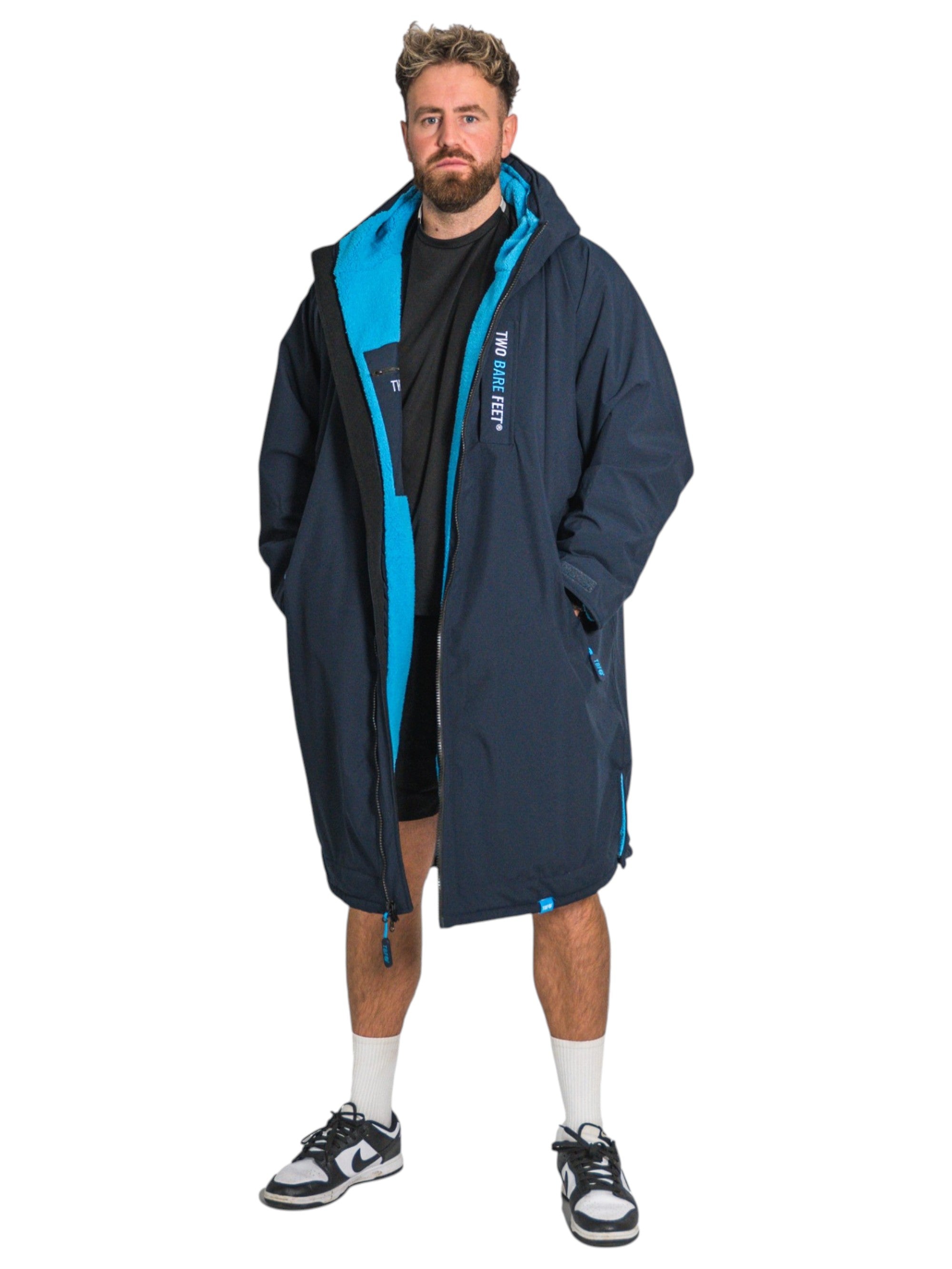 Two Bare Feet Weatherproof Changing Robe with Changing Mat (Marine Blue/Blue)