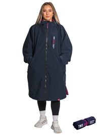 Two Bare Feet Weatherproof Changing Robe with Changing Mat (Marine Blue/Raspberry)