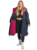 Two Bare Feet Weatherproof Changing Robe with Changing Mat (Marine Blue/Raspberry)