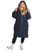Two Bare Feet Weatherproof Changing Robe with Changing Mat (Marine Blue/Raspberry)