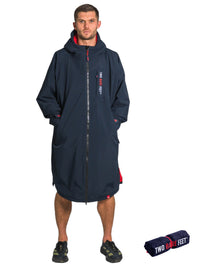 Two Bare Feet Weatherproof Changing Robe with Changing Mat (Marine Blue/Red)