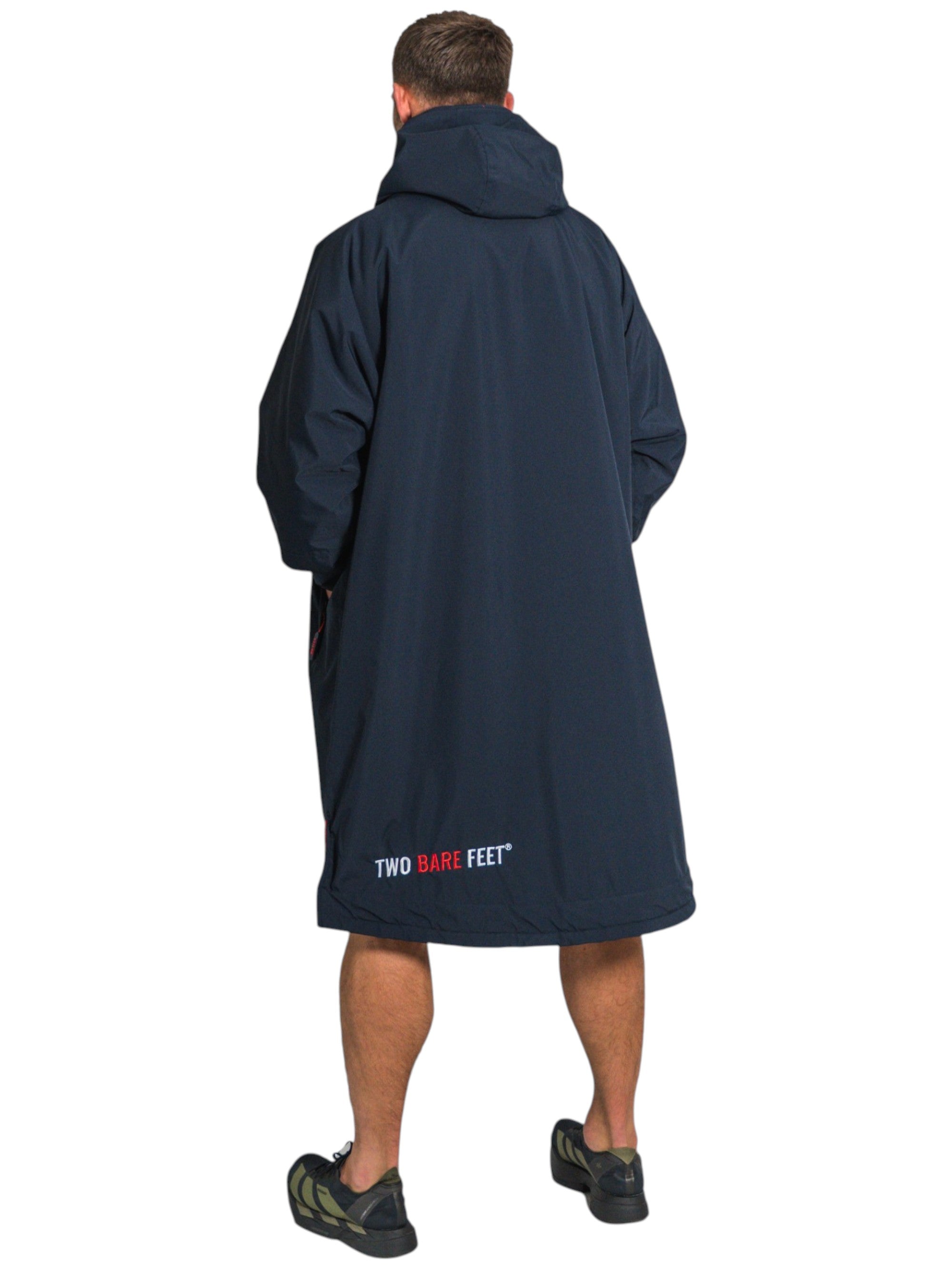 Two Bare Feet Weatherproof Changing Robe with Changing Mat (Marine Blue/Red)