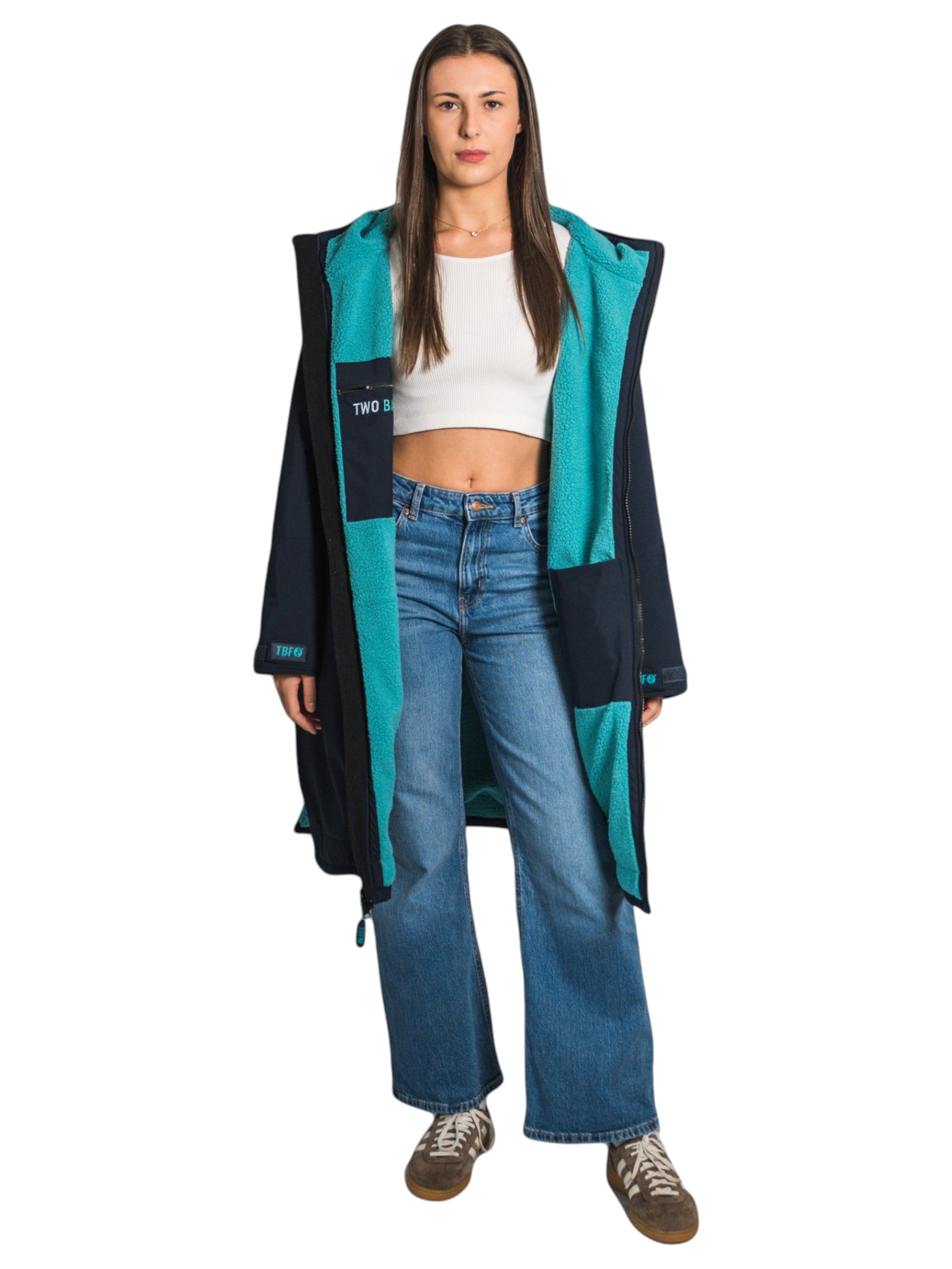 Two Bare Feet Weatherproof Changing Robe with Changing Mat (Marine Blue/Teal)