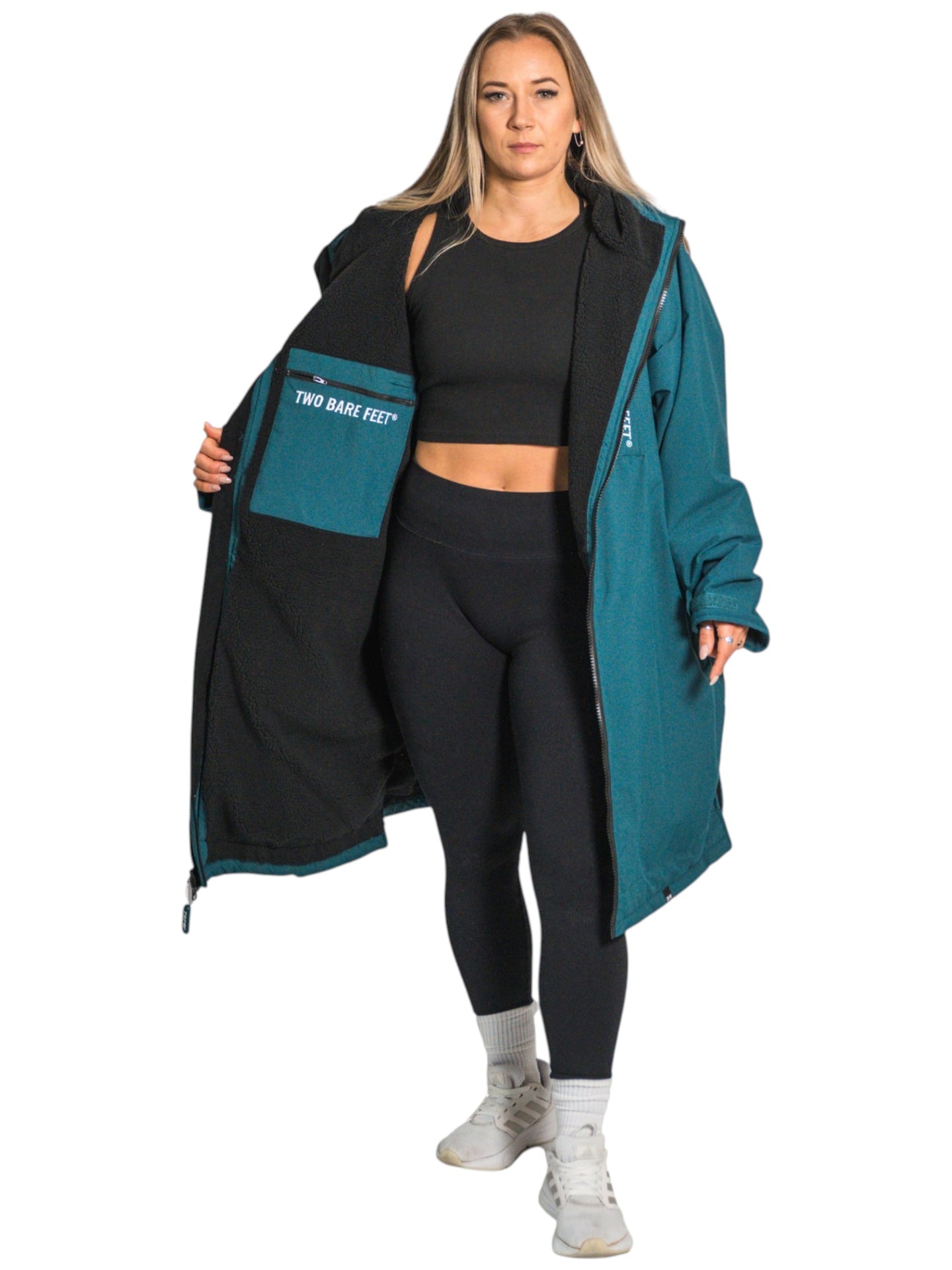 Two Bare Feet Weatherproof Changing Robe with Changing Mat (Sea Green/Black)