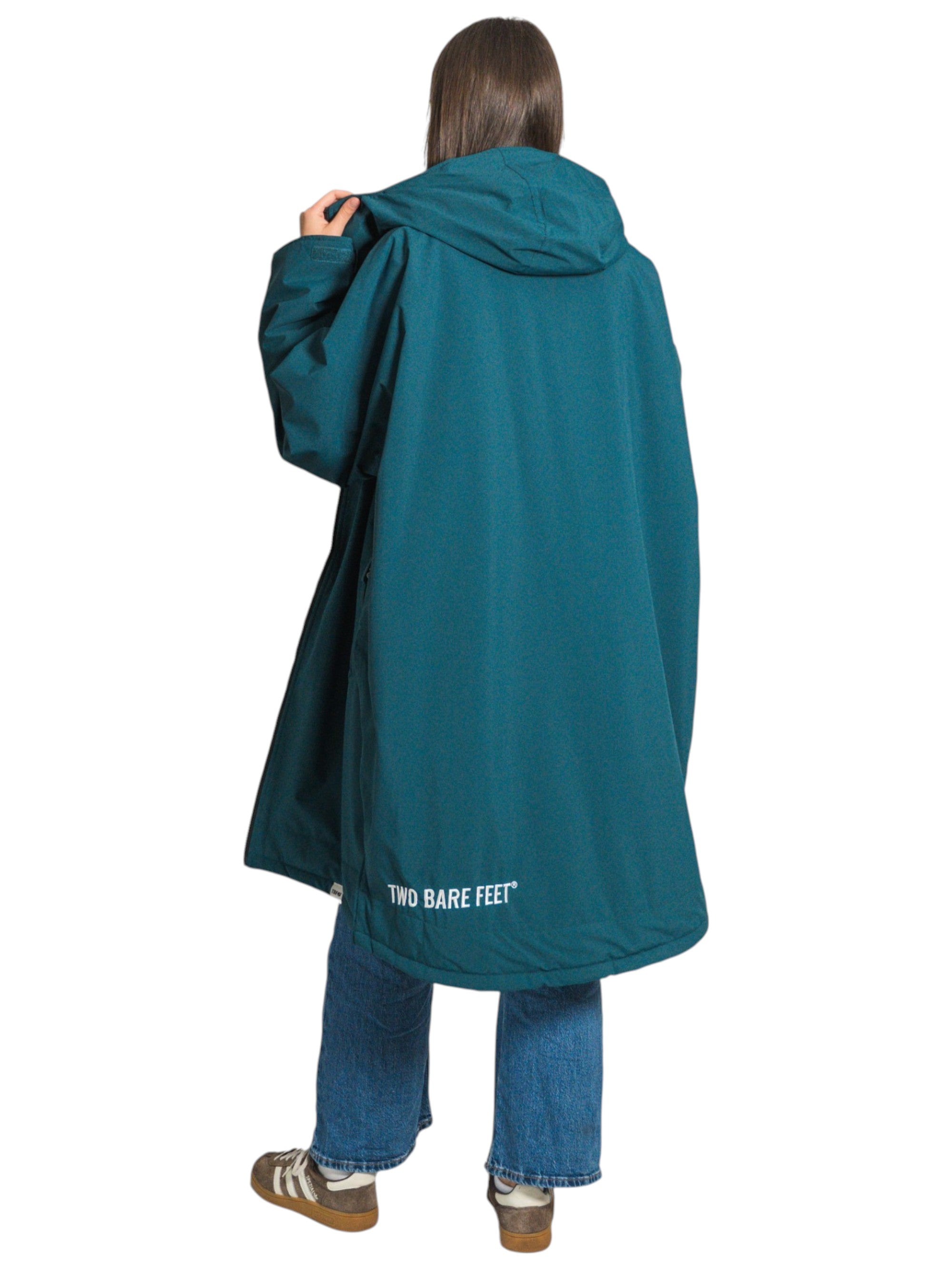 Two Bare Feet Weatherproof Changing Robe with Changing Mat (Sea Green/Cream)