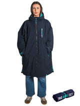 Two Bare Feet Weatherproof Changing Robe with Changing Mat (Marine Blue/Teal)
