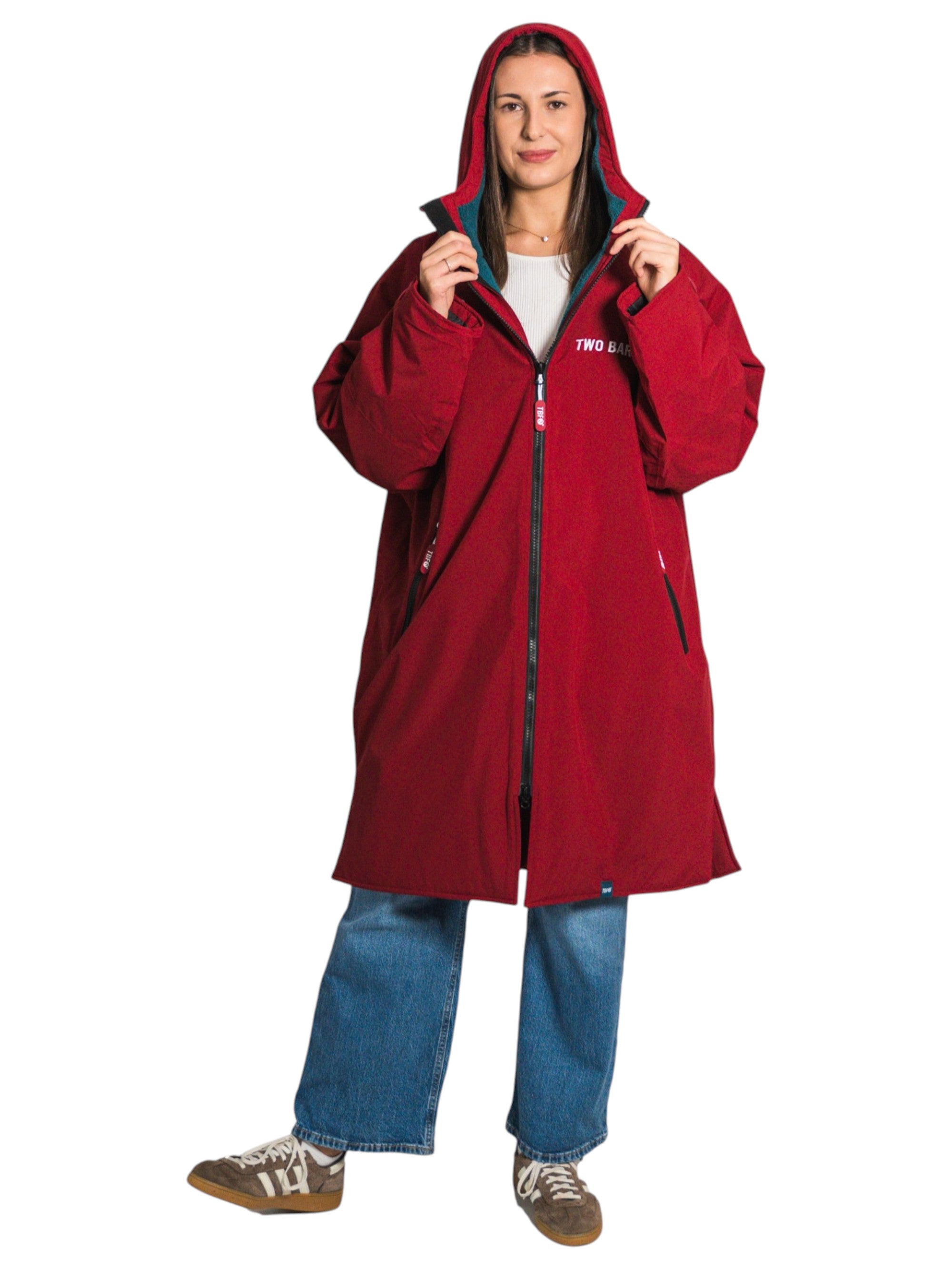 Core Waterproof Changing Robe (Deep Red/Sea Green)