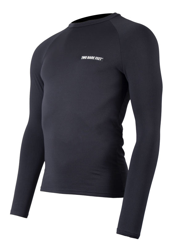 Two Bare Feet Adults Crew Neck Thermal Long Sleeve Rash Vest (Black)