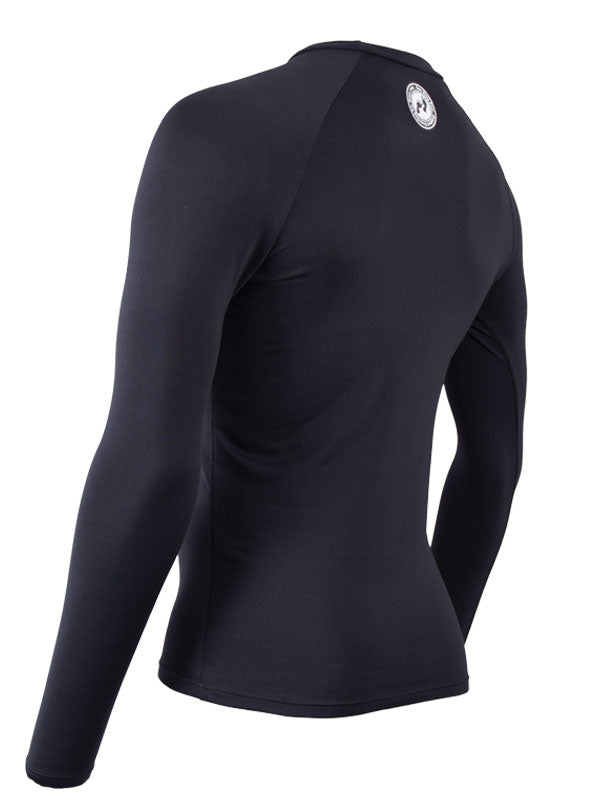 Two Bare Feet Adults Crew Neck Thermal Long Sleeve Rash Vest (Black)