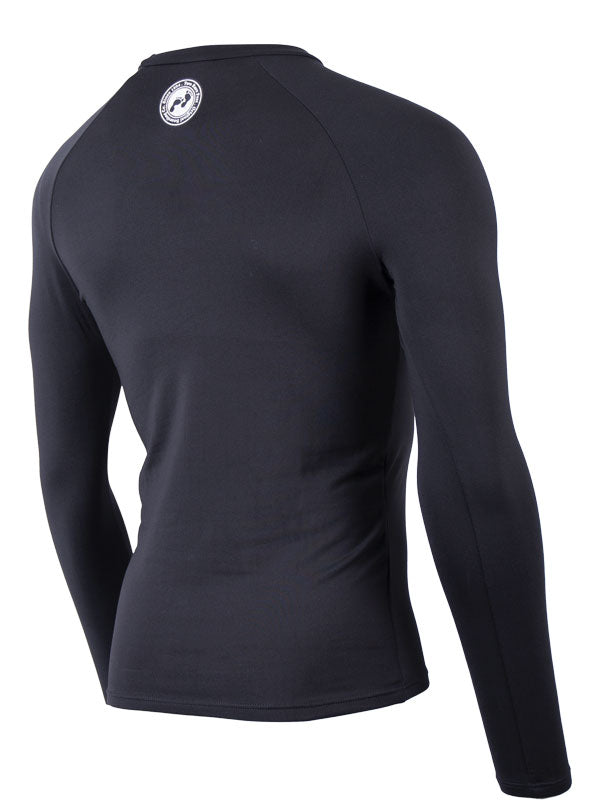 Two Bare Feet Adults Crew Neck Thermal Long Sleeve Rash Vest (Black)
