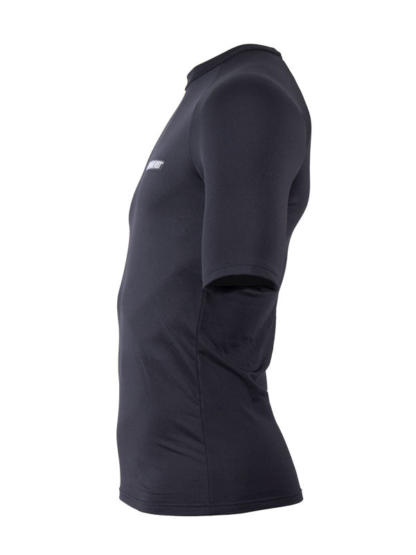 Two Bare Feet Adults Crew Neck Thermal Short Sleeve Rash Vest (Black)
