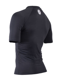 Two Bare Feet Adults Crew Neck Thermal Short Sleeve Rash Vest (Black)