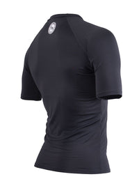 Two Bare Feet Adults Crew Neck Thermal Short Sleeve Rash Vest (Black)