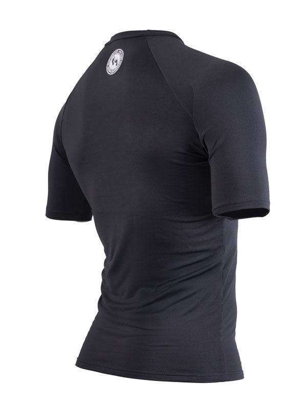 Two Bare Feet Adults Crew Neck Thermal Short Sleeve Rash Vest (Black)
