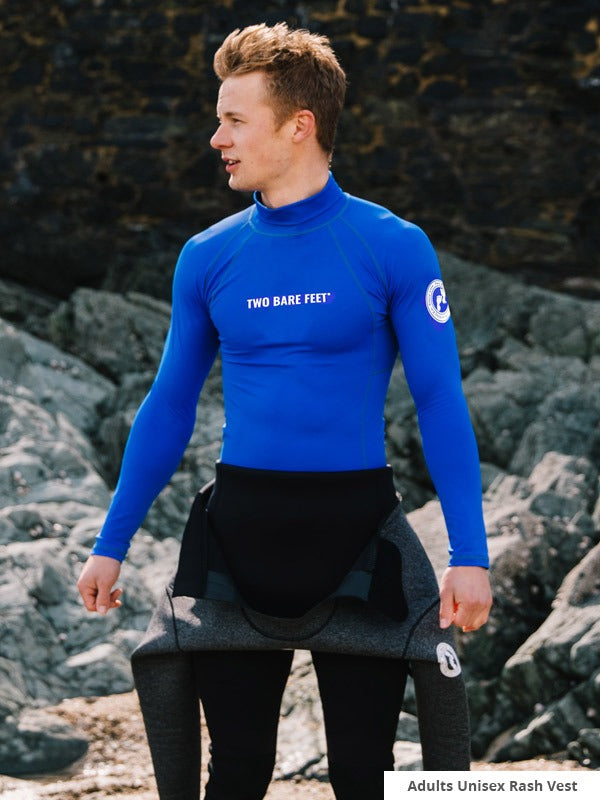 Two Bare Feet Adults Long Sleeve Rash Vest (Blue)
