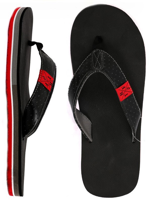 Two Bare Feet Alpha Mens Sandals (Black / Red)