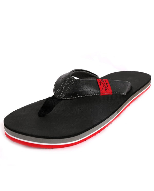 Two Bare Feet Alpha Mens Sandals (Black / Red)
