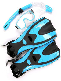 Pro Dive Series Silicone Mask, Dry Top Snorkel & F70 Fins 3 Piece Set 1 (Aqua)