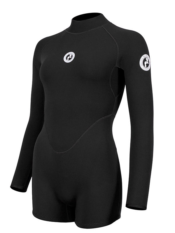 Two Bare Feet Arabella 2mm Superstretch Womens One Piece Shorts Suit (Black)