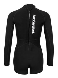 Two Bare Feet Arabella 2mm Superstretch Womens One Piece Shorts Suit (Black)