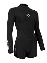 Two Bare Feet Arabella 2mm Superstretch Womens One Piece Shorts Suit (Black)