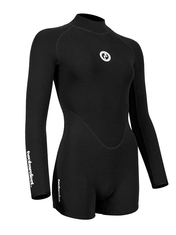 Two Bare Feet Arabella 2mm Superstretch Womens One Piece Shorts Suit (Black)