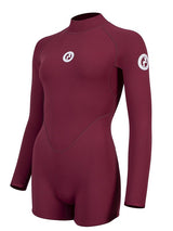 Two Bare Feet Arabella 2mm Superstretch Womens One Piece Shorts Suit (Burgundy)