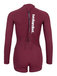 Two Bare Feet Arabella 2mm Superstretch Womens One Piece Shorts Suit (Burgundy)