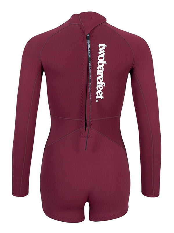 Two Bare Feet Arabella 2mm Superstretch Womens One Piece Shorts Suit (Burgundy)