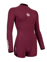 Two Bare Feet Arabella 2mm Superstretch Womens One Piece Shorts Suit (Burgundy)