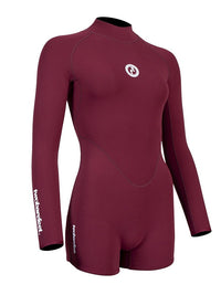 Two Bare Feet Arabella 2mm Superstretch Womens One Piece Shorts Suit (Burgundy)