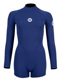 Two Bare Feet Arabella 2mm Superstretch Womens One Piece Shorts Suit (Navy)